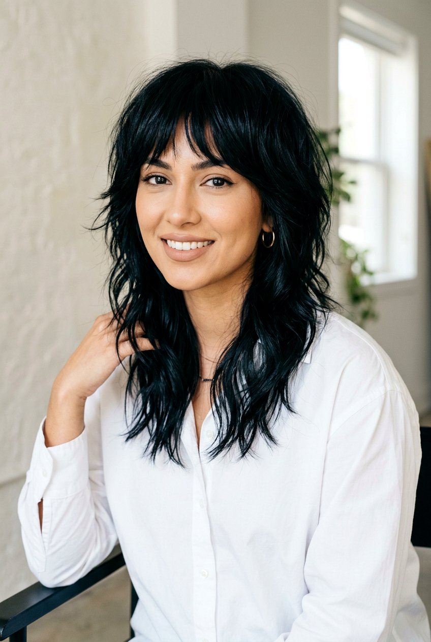 Jet Black Shag Haircut - 20 hair color ideas for shag haircuts - 20 hair color ideas for shag haircuts