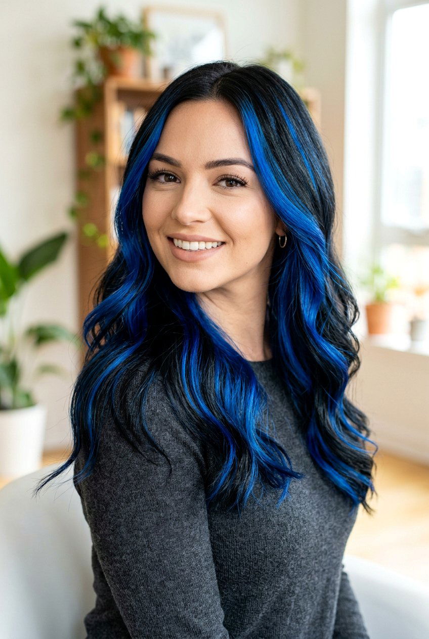 Jet black hair with blue highlights - 20 jet black hair color - 20 jet black hair color