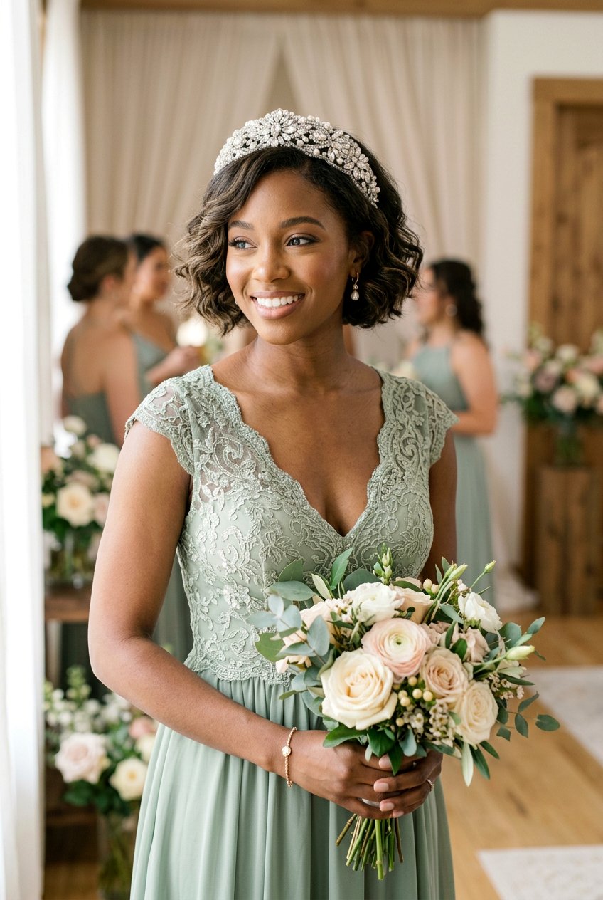 Jeweled Headband Bob - 20 bridesmaid hairstyles for short bob hair - 20 bridesmaid hairstyles for short bob hair