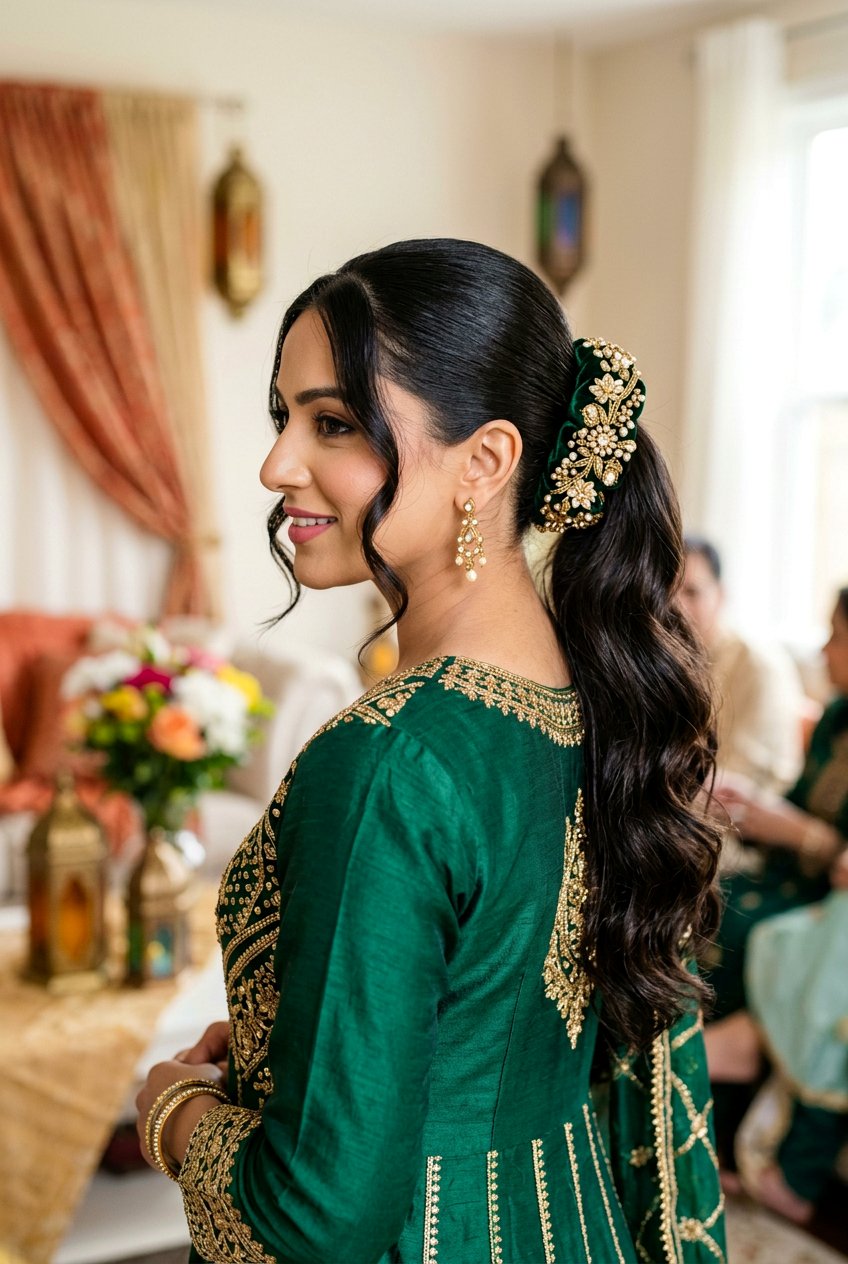 Jeweled Scrunchie Eid Ponytail Hairstyle - 20 eid ponytail hairstyle - 20 eid ponytail hairstyle