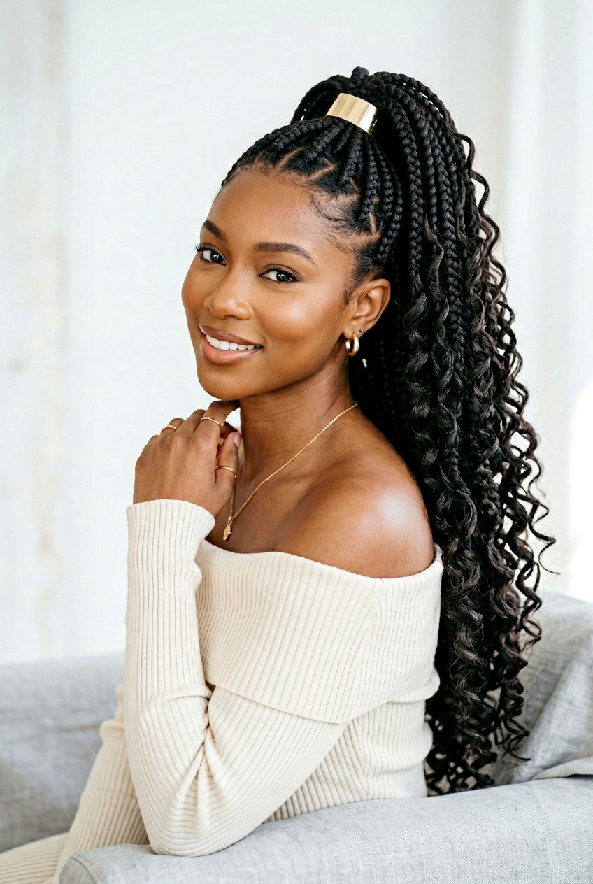 Jumbo Boho Knotless Braids Ponytail - 20 boho knotless braids ponytail - 20 boho knotless braids ponytail