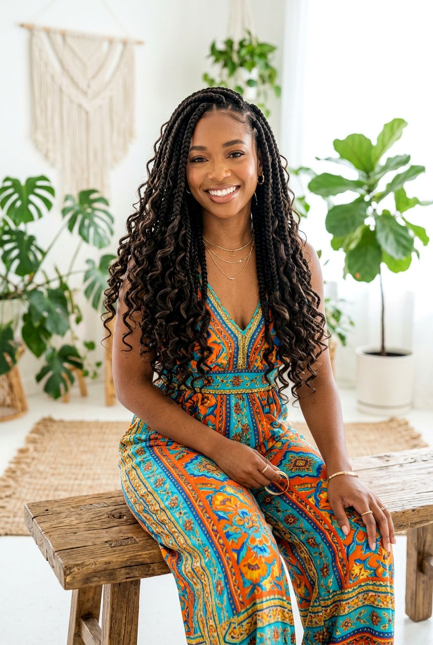 Jumbo Boho Knotless Braids - 20 boho knotless braids hairstyle - 20 boho knotless braids hairstyle