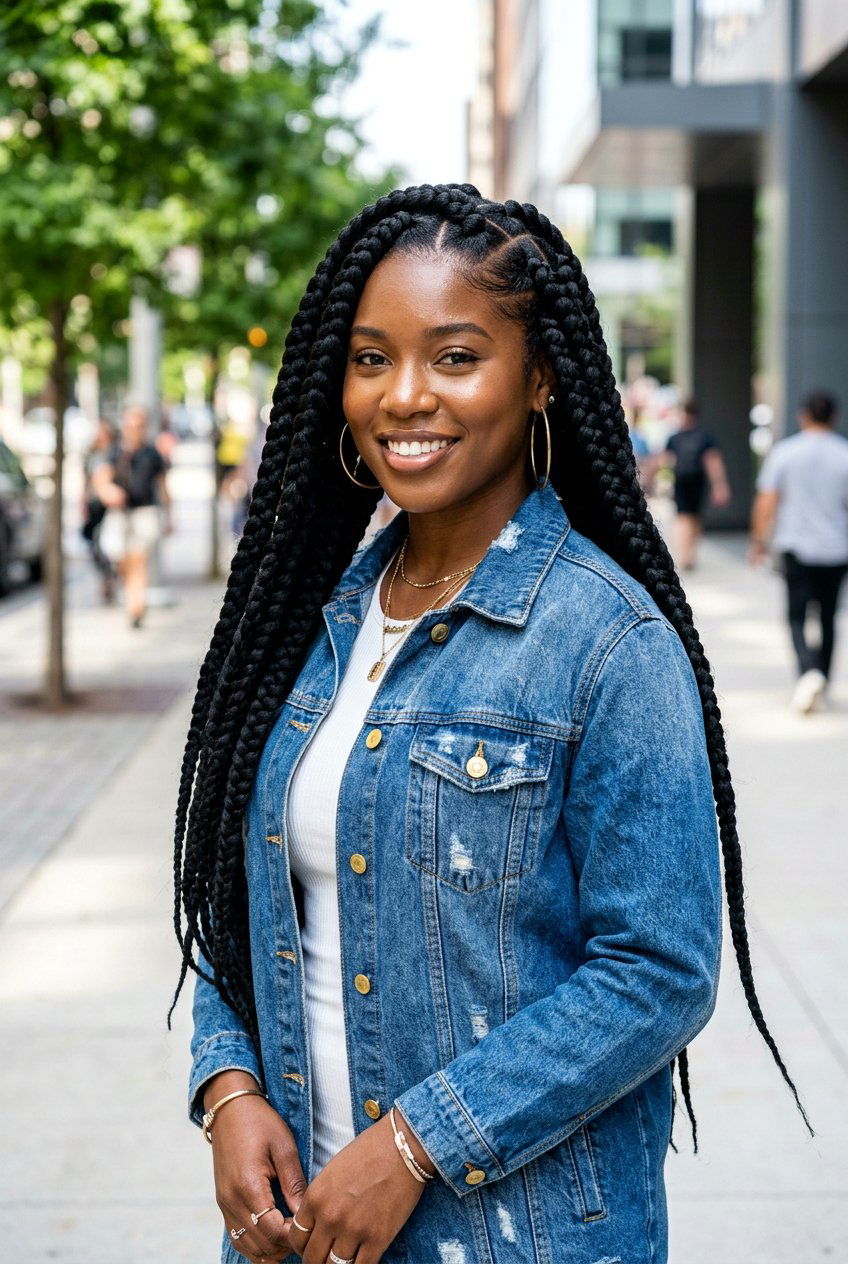 Jumbo Box Braids - 20 low maintenance braid styles for black women - 20 low maintenance braid styles for black women