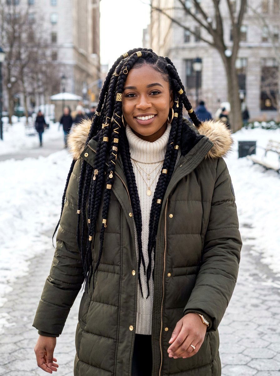 Jumbo Box Braids - 20 winter protective styles for natural hair - 20 winter protective styles for natural hair