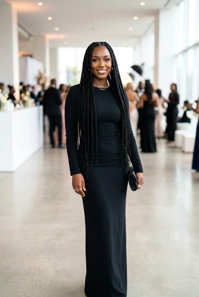 Jumbo Box Braids - 20 black women wedding guest braid styles - 20 black women wedding guest braid styles