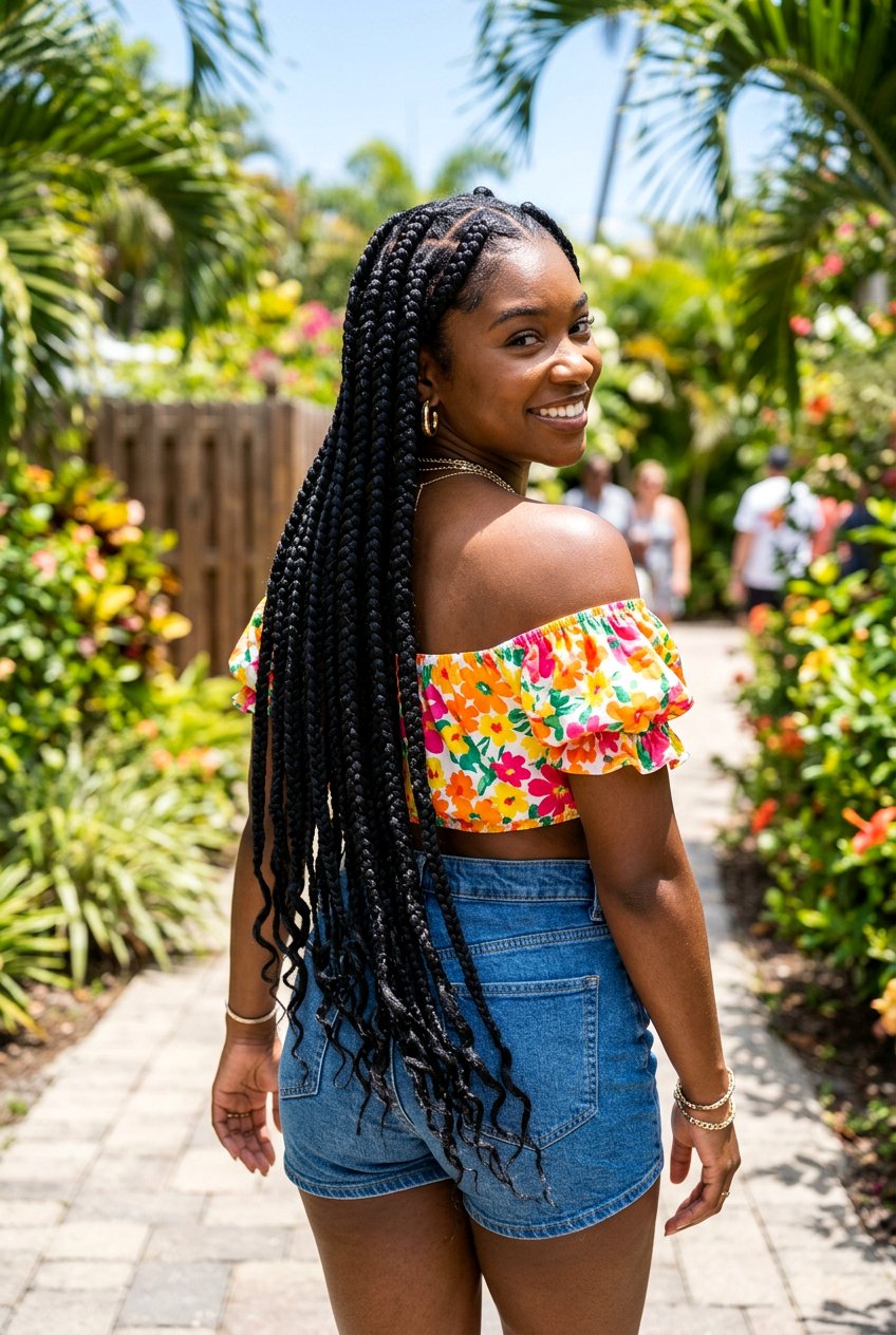 Jumbo Box Braids - 20 braided hairstyle for humid weather - 20 braided hairstyle for humid weather