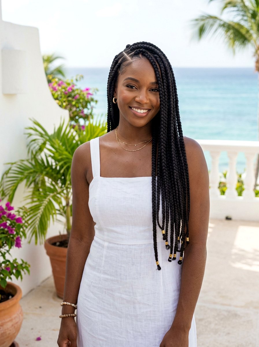 Jumbo Box Braids For Travel - 20 protective braid styles for vacation - 20 protective braid styles for vacation