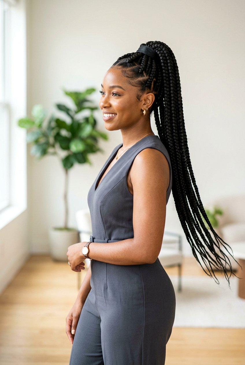 Jumbo Braid Ponytail - 20 natural hair ponytail with braids - 20 natural hair ponytail with braids