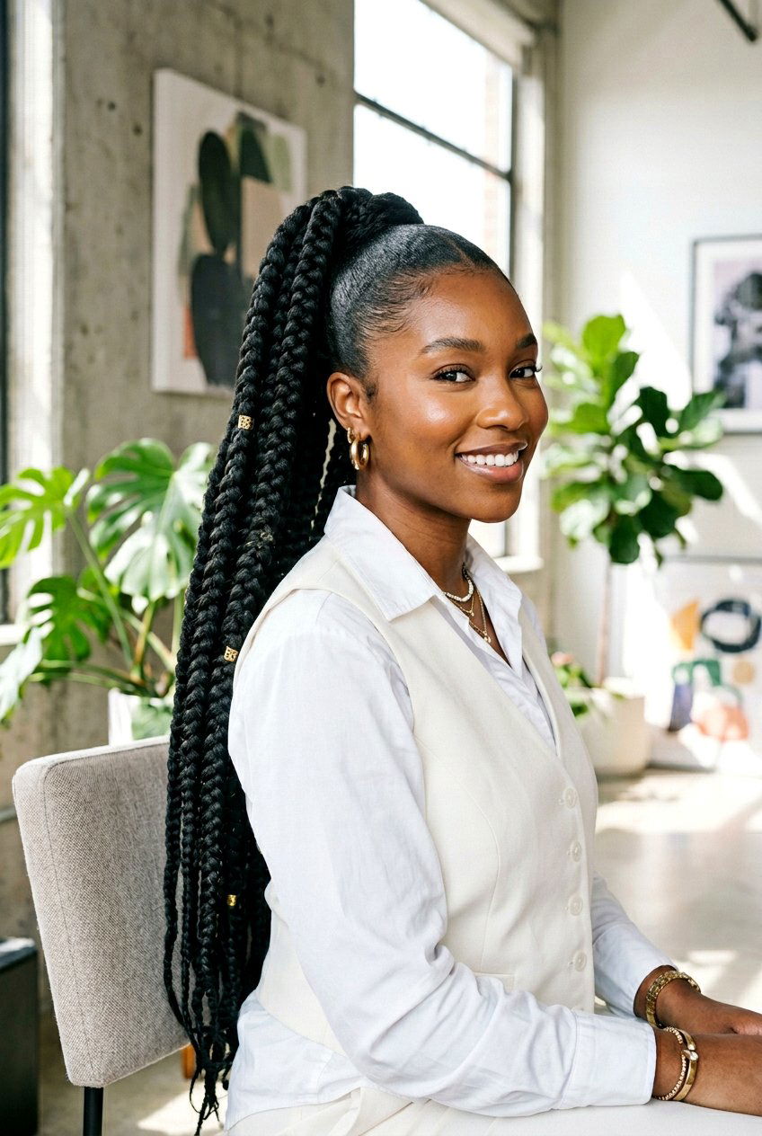 Jumbo Braid Ponytail - 20 black women office braid ponytail styles - 20 black women office braid ponytail styles