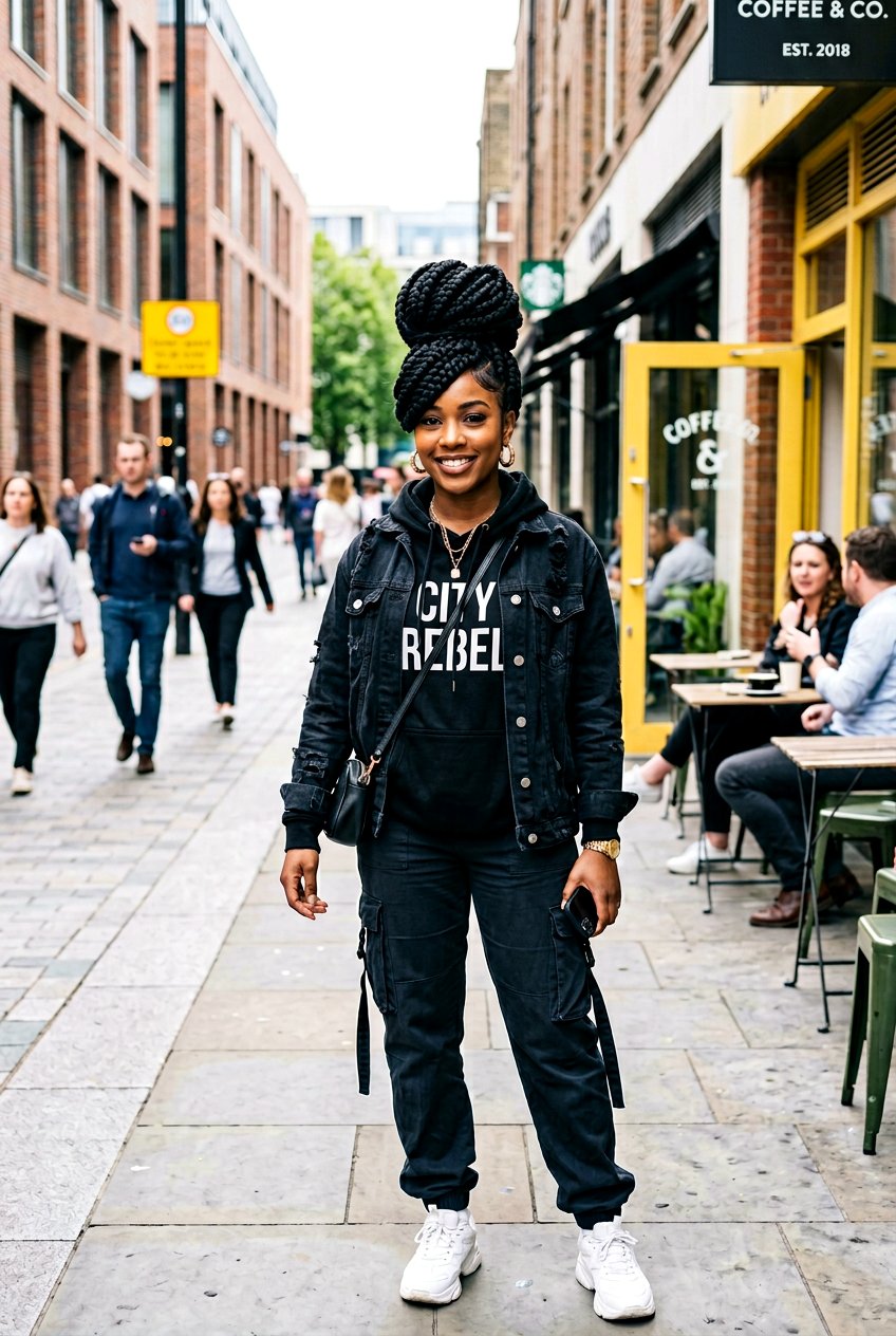 Jumbo Braided Bun With Thick Swoop - 20 braided bun with swoop bangs - 20 braided bun with swoop bangs