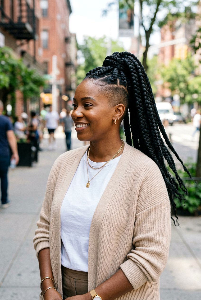 Jumbo Braids with Shaved Side - 20 braided side shave hairstyle - 20 braided side shave hairstyle