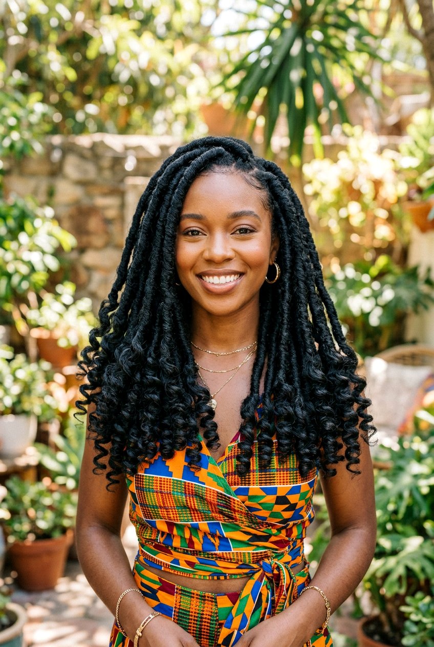 Jumbo Faux Locs With Curly Ends - 20 faux locs with curly ends - 20 faux locs with curly ends