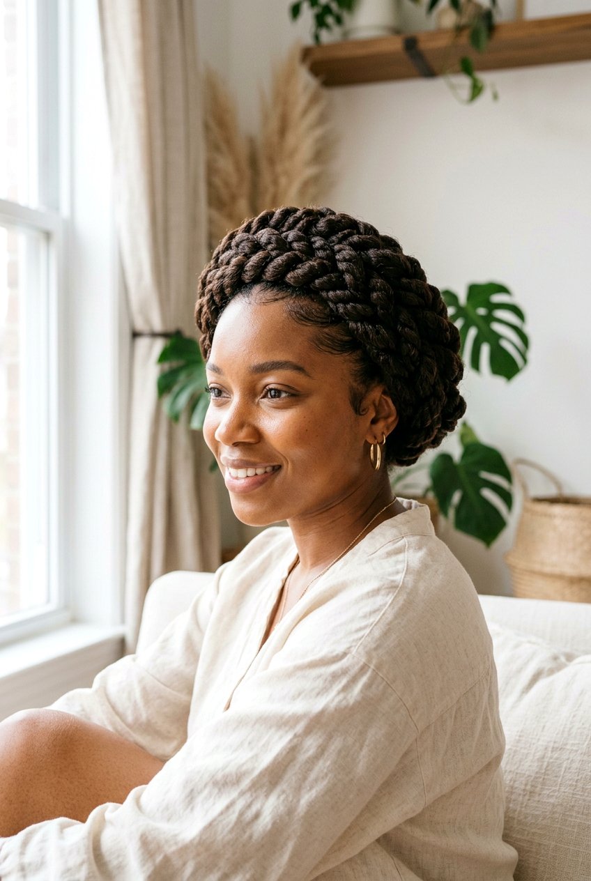 Jumbo Flat Twist Halo Crown - 20 flat twist halo hairstyle - 20 flat twist halo hairstyle