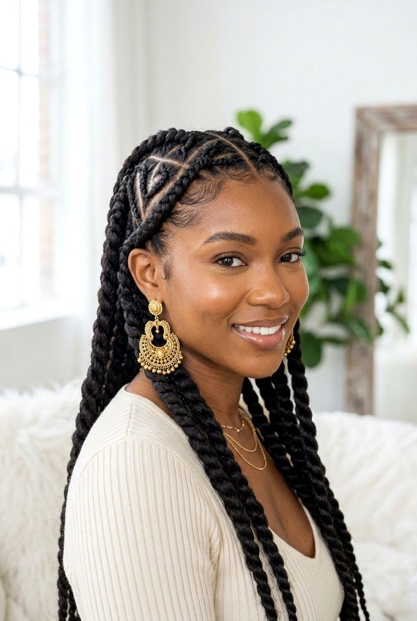 Jumbo Heart Braids With Extensions - 20 braided heart hairstyle - 20 braided heart hairstyle