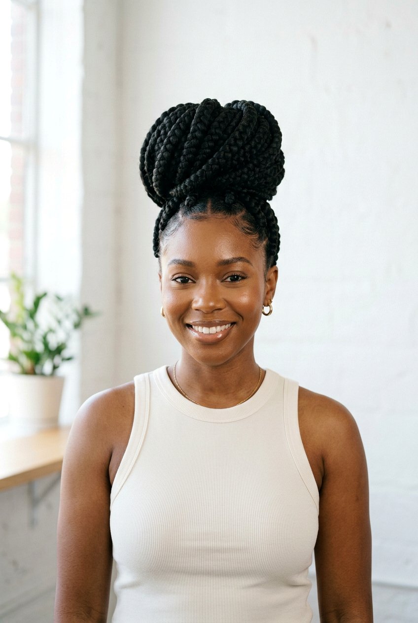 Jumbo Knotless Braids Bun - 20 knotless braids bun for women - 20 knotless braids bun for women