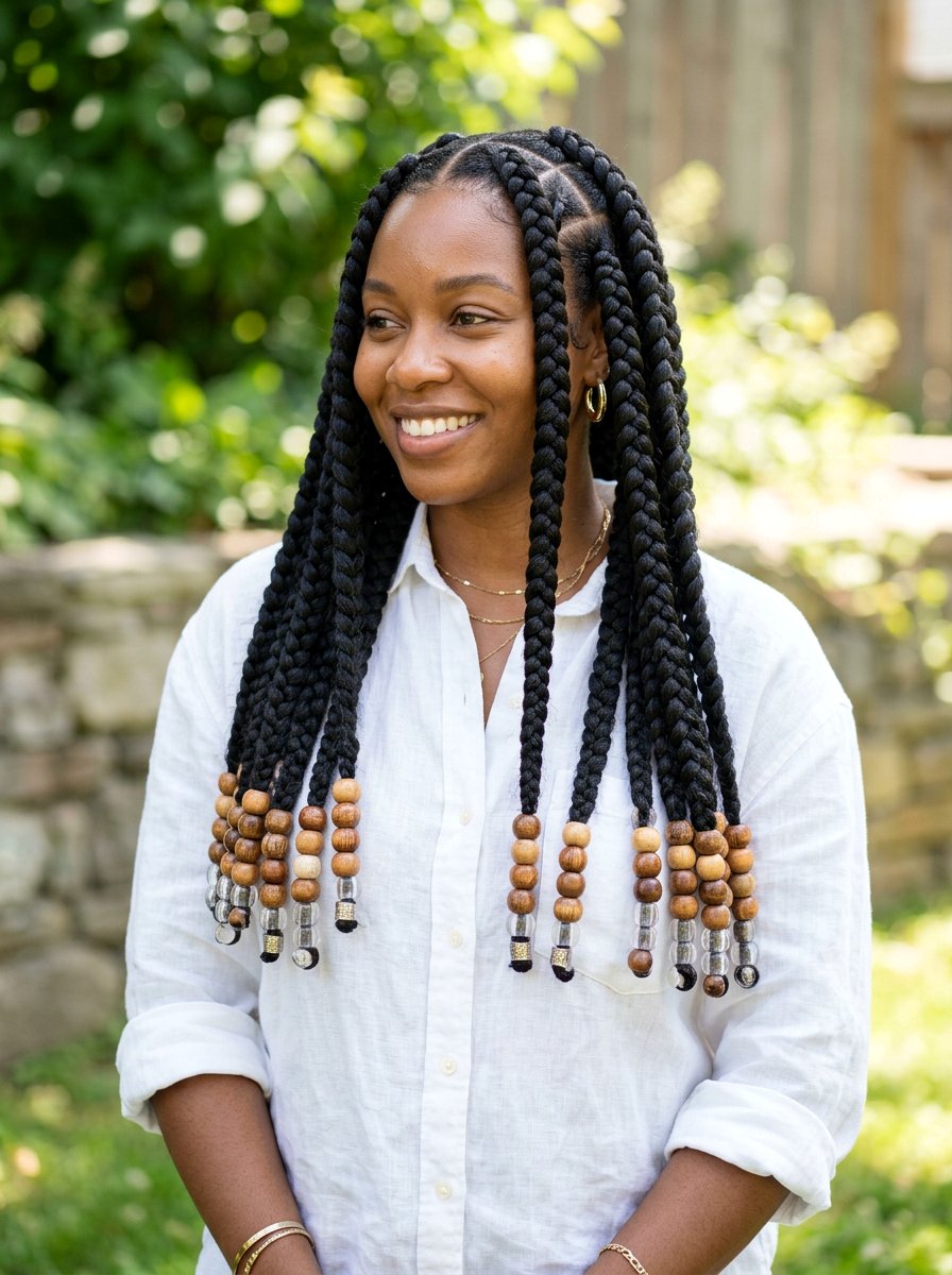 Jumbo Knotless Braids With Beads - 20 large knotless braids hairstyles - 20 large knotless braids hairstyles