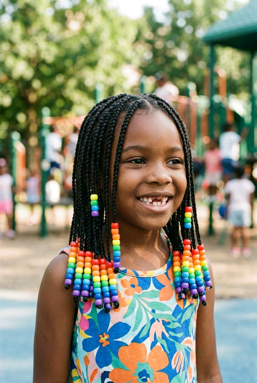 Jumbo Knotless Braids with Large Wooden Beads - 20 kids knotless braids with beads - 20 kids knotless braids with beads