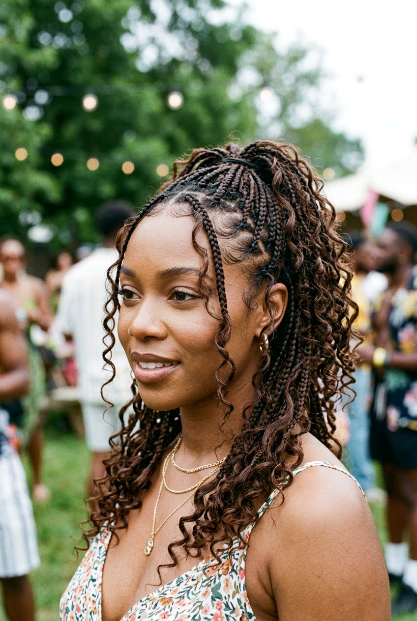 Jumbo Mini Braids Bubble Ponytail - 20 mini braids ponytail for natural hair - 20 mini braids ponytail for natural hair