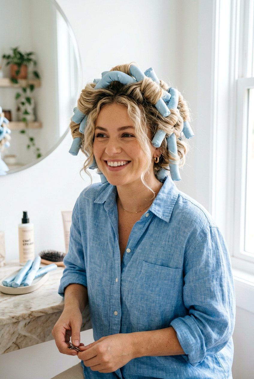 Jumbo Satin Flexi Rods - 20 heatless curls for long thick hair - 20 heatless curls for long thick hair