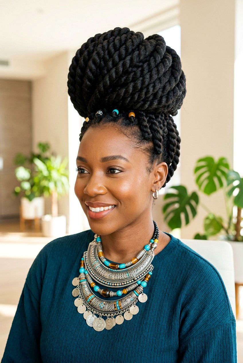 Jumbo Senegalese Twist Bun - 20 senegalese twists bun for women - 20 senegalese twists bun for women