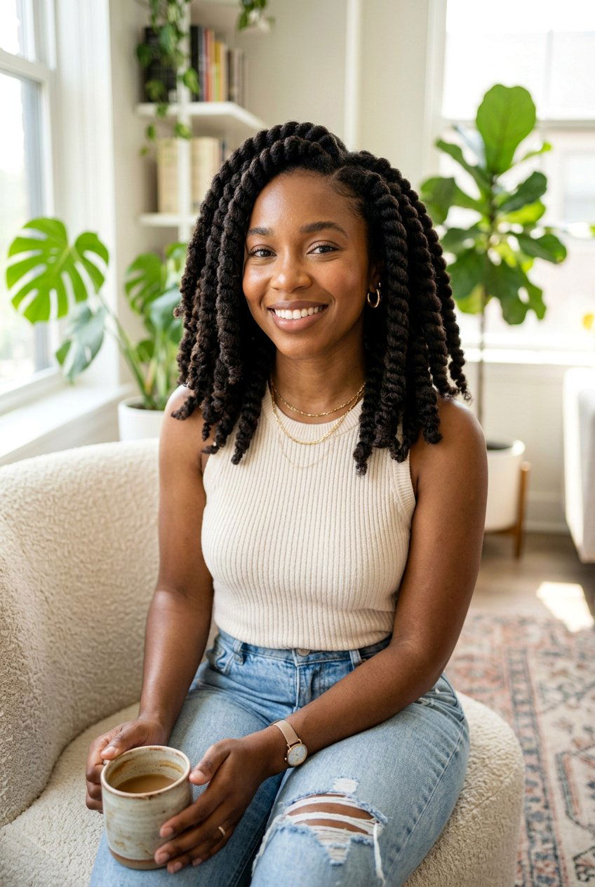 Jumbo Sponge Twists for Medium Length Natural Hair - 20 twist sponge hairstyle for black women - 20 twist sponge hairstyle for black women