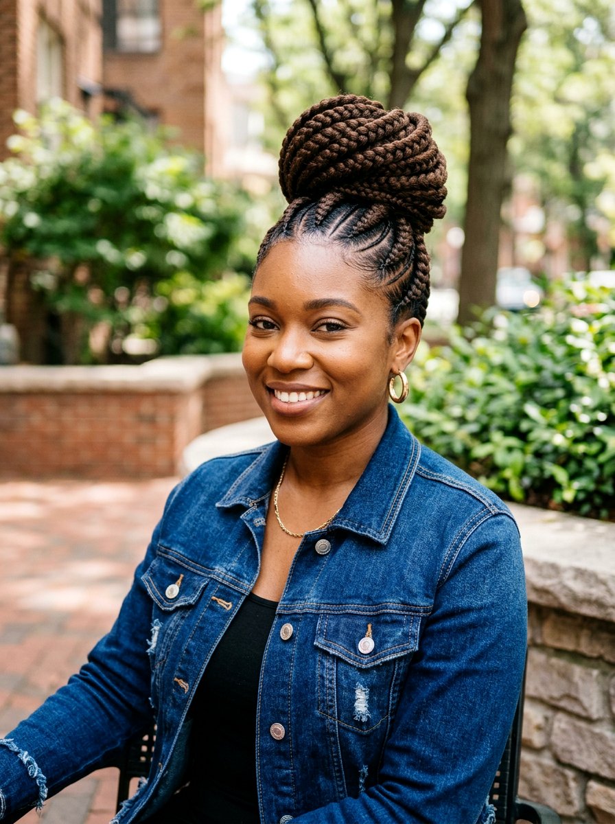 Jumbo Straight Back Cornrows With Bun - 20 straight back cornrows with bun - 20 straight back cornrows with bun