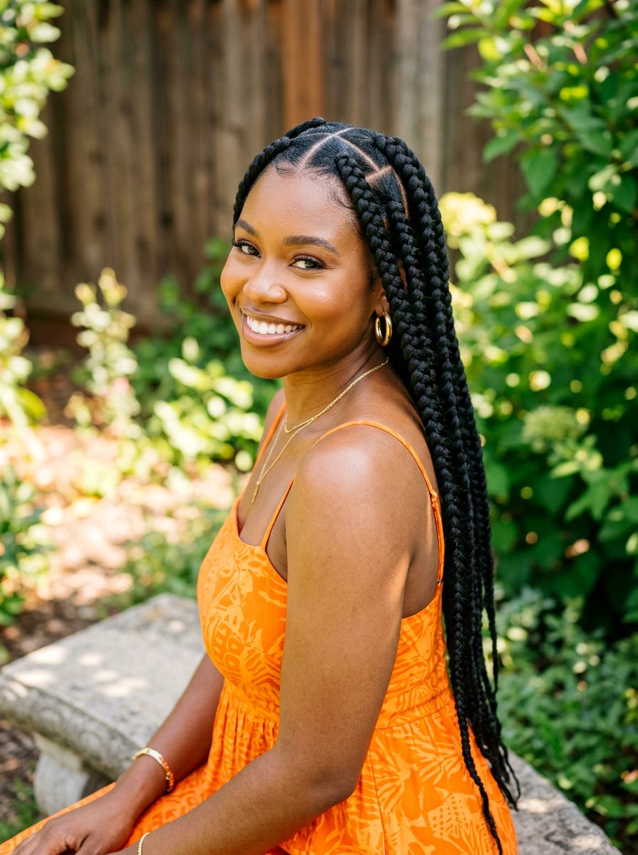 Jumbo Triangle Part Box Braids - 20 triangle part box braids - 20 triangle part box braids