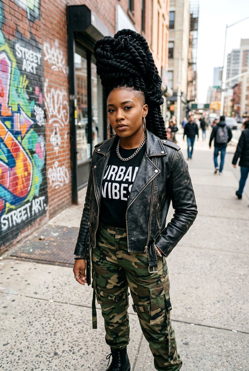 Jumbo Twisted Mohawk - 20 natural hair updo with twists - 20 natural hair updo with twists