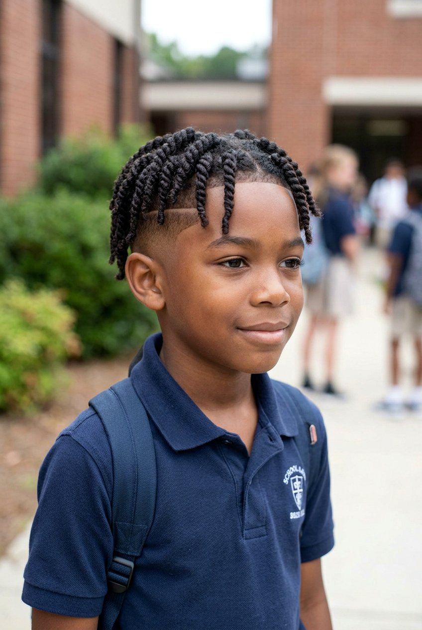 Jumbo Twists with Low Fade and Shaved Part - 20 black boys twist styles with fade - 20 black boys twist styles with fade