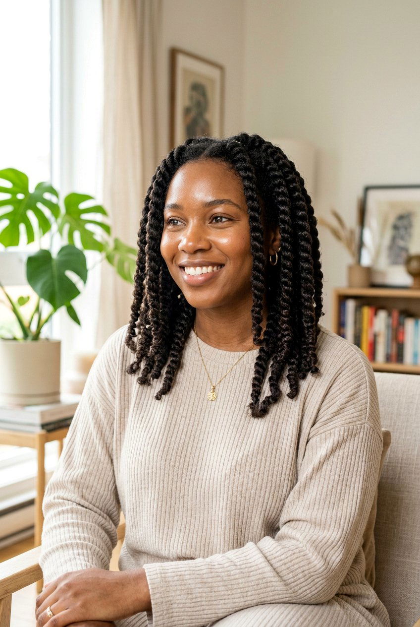 Jumbo Two Strand Twists on Natural Hair - 20 protective styles for shoulder length natural hair - 20 protective styles for shoulder length natural hair