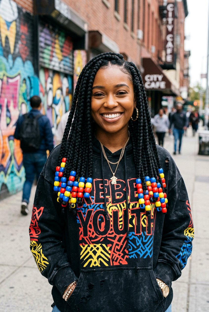 Jumbo box braids with colorful beads - 20 box braids with beads - 20 box braids with beads