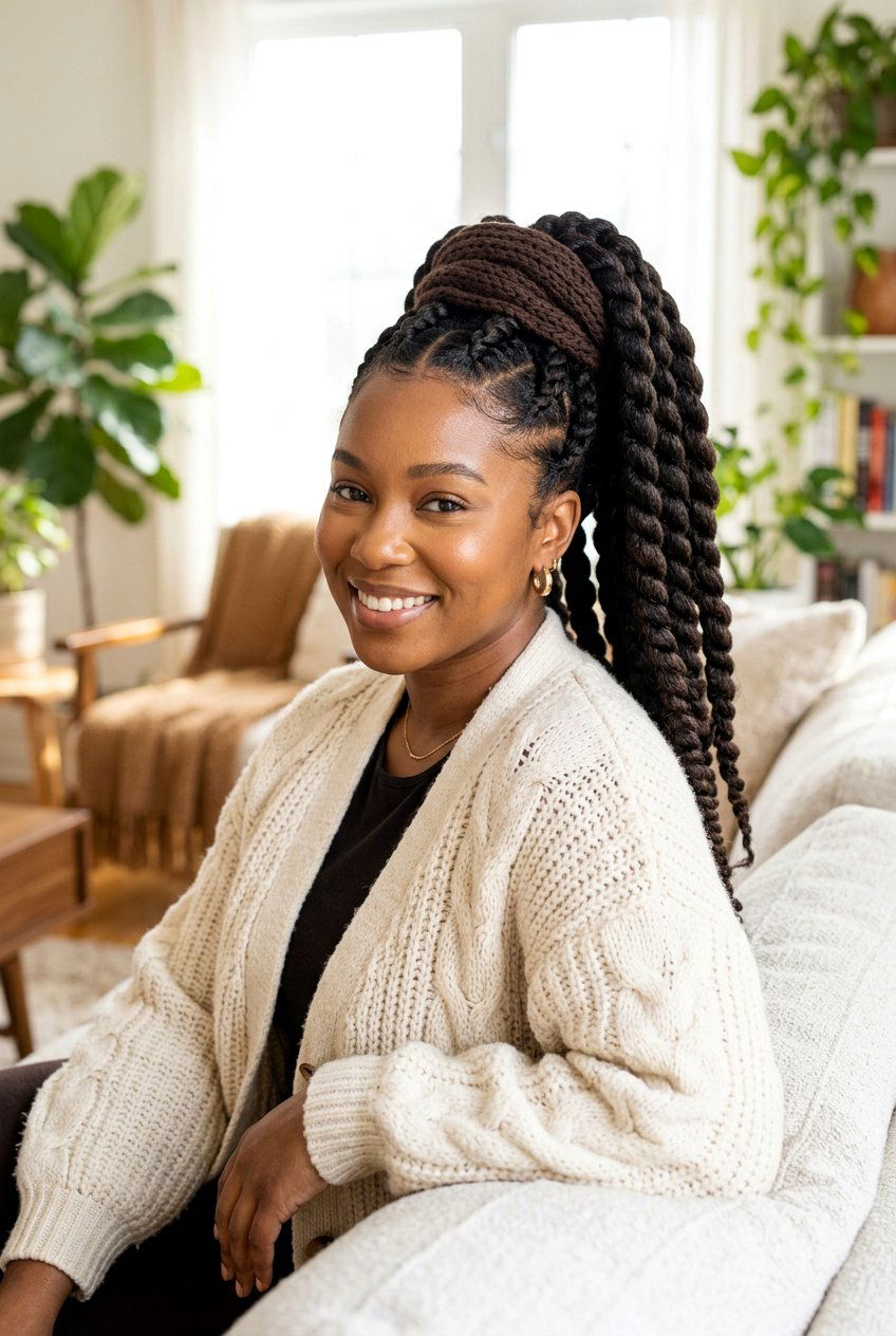 Jumbo flat twist ponytail - 20 flat twists into ponytail - 20 flat twists into ponytail