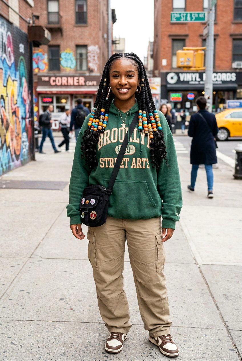 Jumbo tribal braids with beads and curls - 20 tribal braids with beads and curls - 20 tribal braids with beads and curls