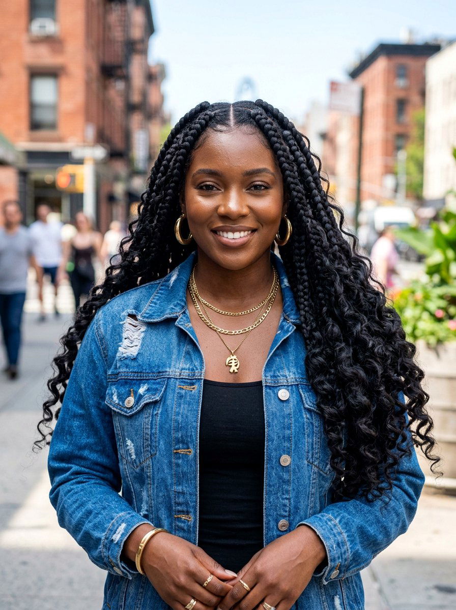 Jumbo tribal braids with curls - 20 tribal braids with curls - 20 tribal braids with curls