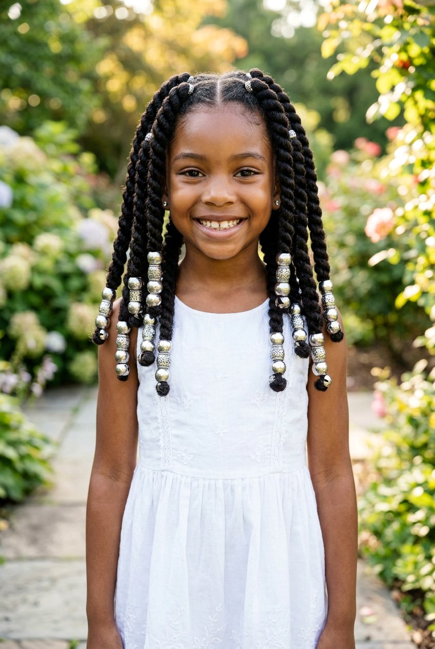 Jumbo twists with beads - 20 little girls twists with beads - 20 little girls twists with beads