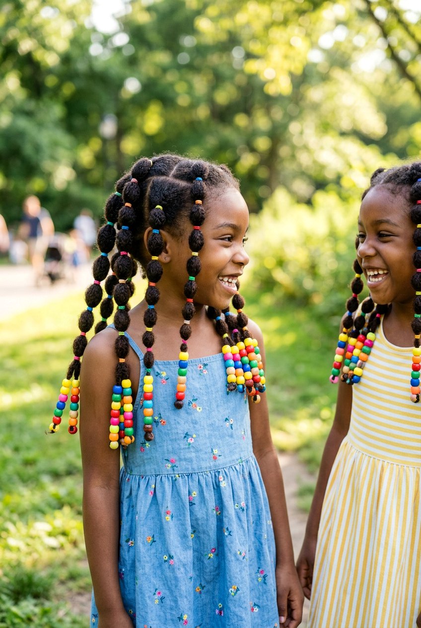 Kids Bubble Braids With Beads - 20 bubble braids for girls - 20 bubble braids for girls