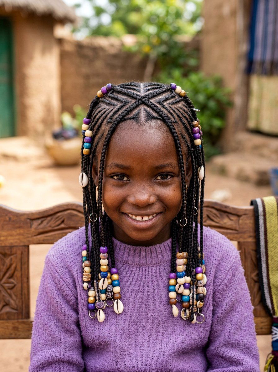 Kids Fulani Braids Criss Cross Pattern - 20 kids fulani braids styles - 20 kids fulani braids styles