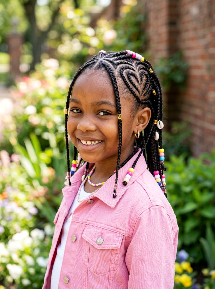 Kids Fulani Braids Heart Design - 20 kids fulani braids styles - 20 kids fulani braids styles