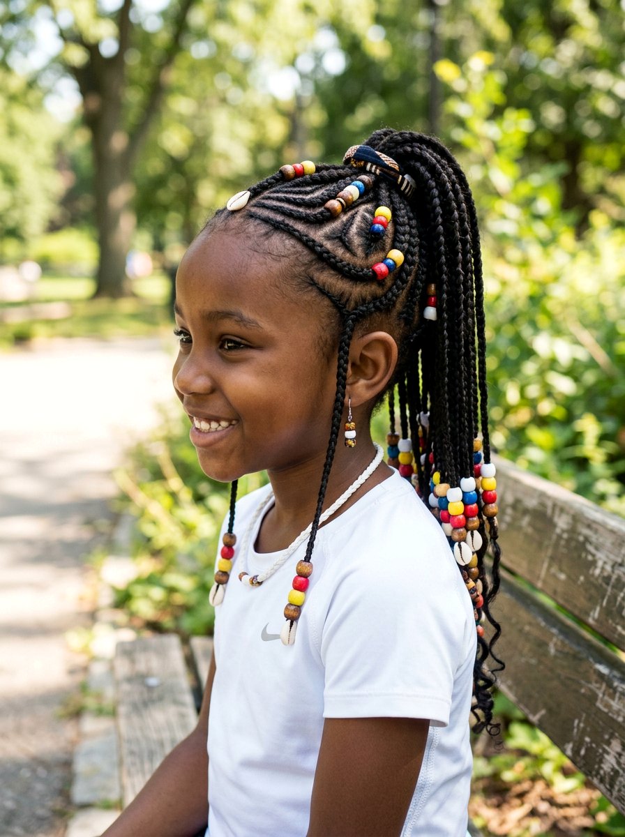 Kids Fulani Braids High Ponytail - 20 kids fulani braids styles - 20 kids fulani braids styles