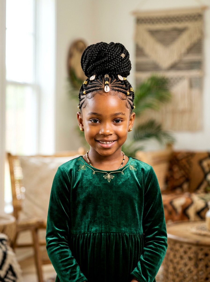 Kids Fulani Braids Top Knot - 20 kids fulani braids styles - 20 kids fulani braids styles