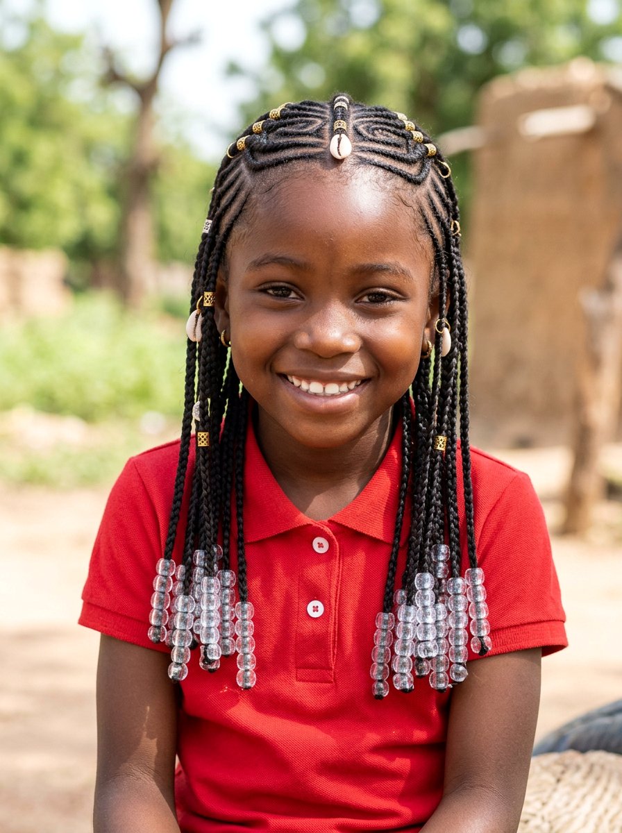 Kids Fulani Braids With Clear Beads - 20 kids fulani braids styles - 20 kids fulani braids styles