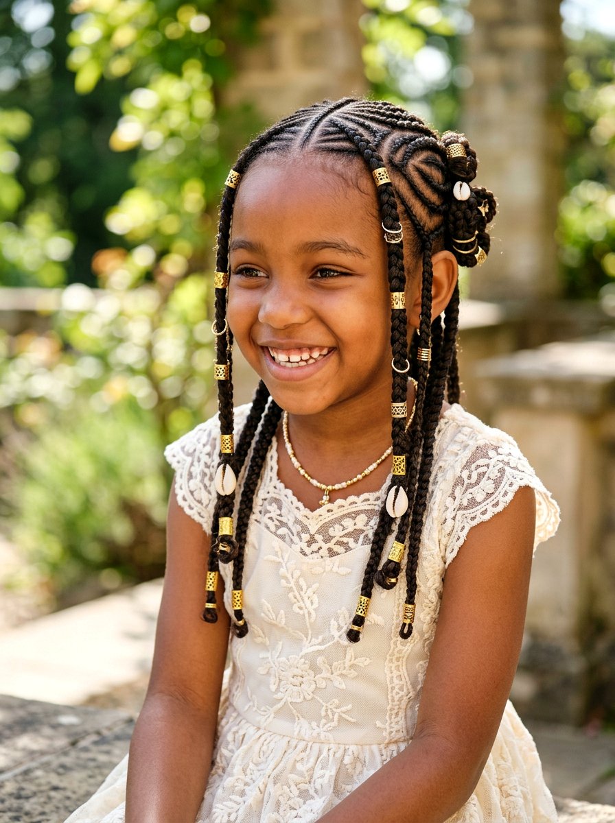 Kids Fulani Braids With Gold Cuffs - 20 kids fulani braids styles - 20 kids fulani braids styles