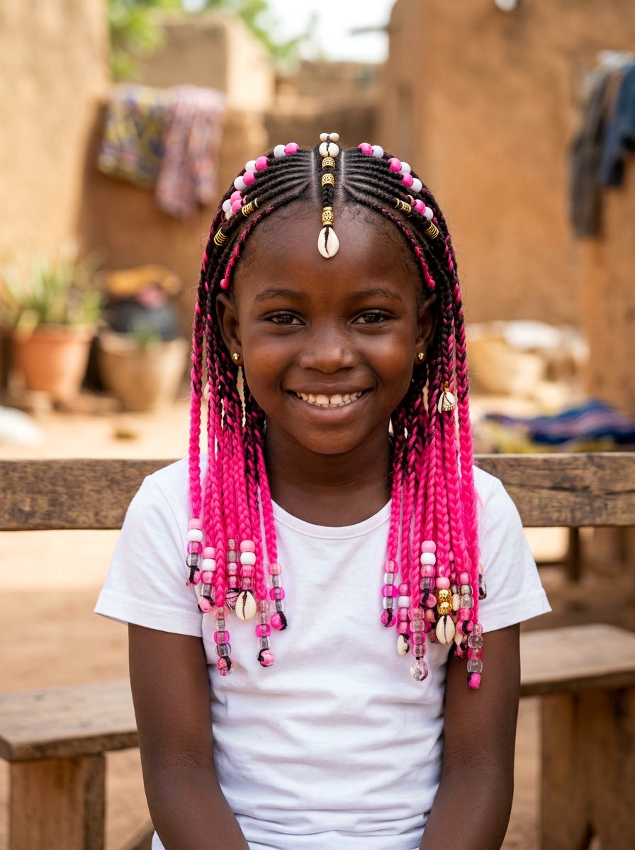 Kids Fulani Braids With Pink Extensions - 20 kids fulani braids styles - 20 kids fulani braids styles