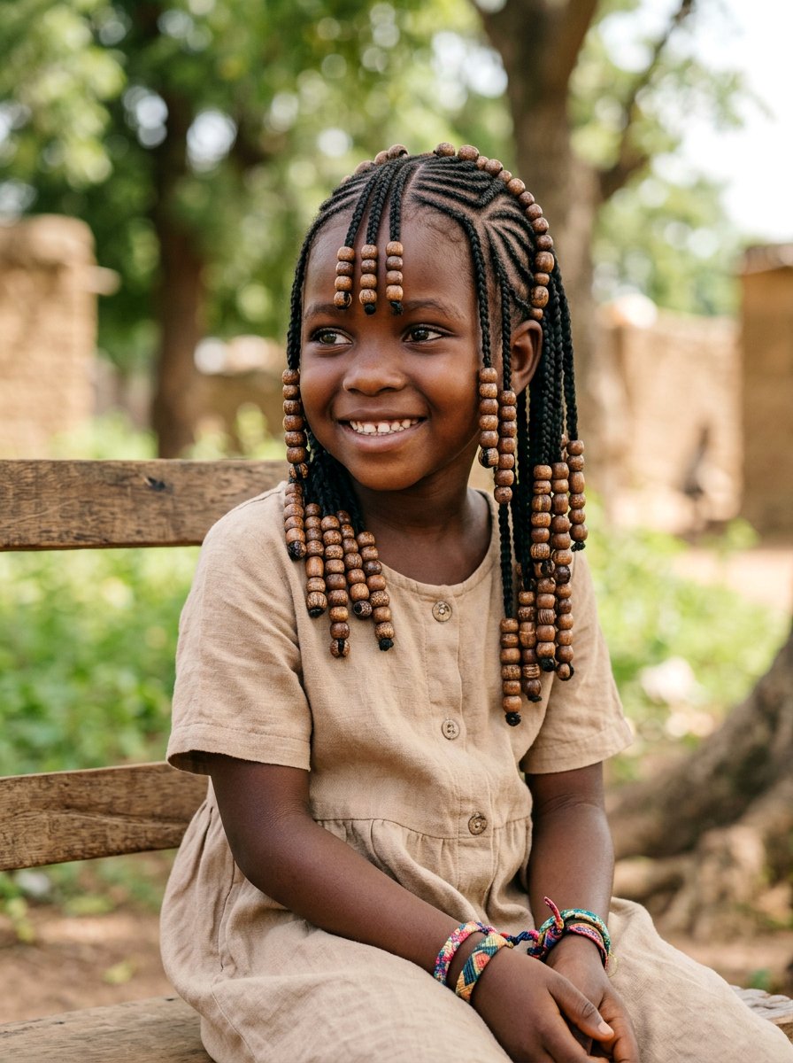 Kids Fulani Braids With Wooden Beads - 20 kids fulani braids styles - 20 kids fulani braids styles