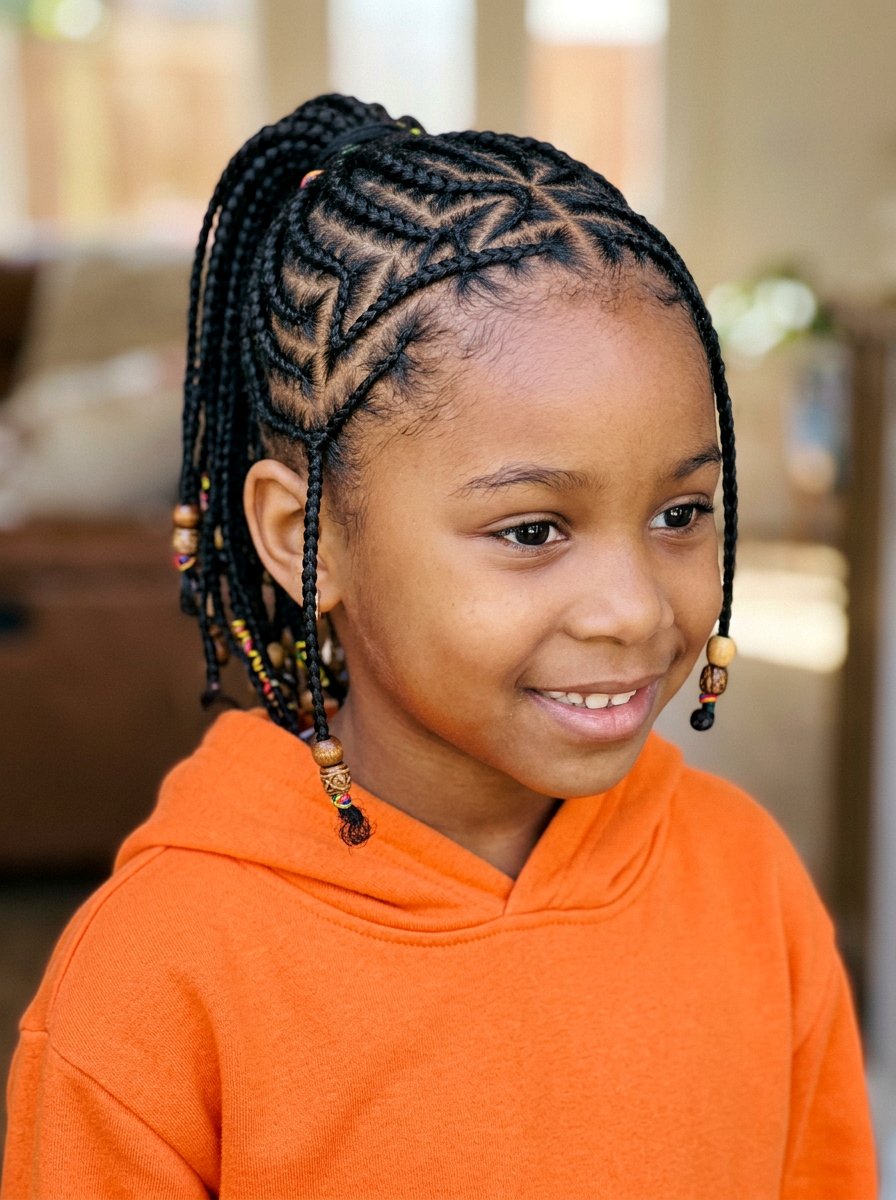 Kids Fulani Braids Zig Zag Parting - 20 kids fulani braids styles - 20 kids fulani braids styles