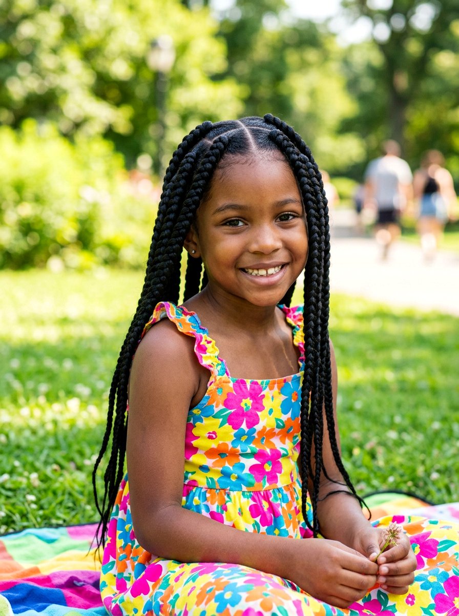 Kids Jumbo Knotless Braids - 20 kids knotless braids styles - 20 kids knotless braids styles