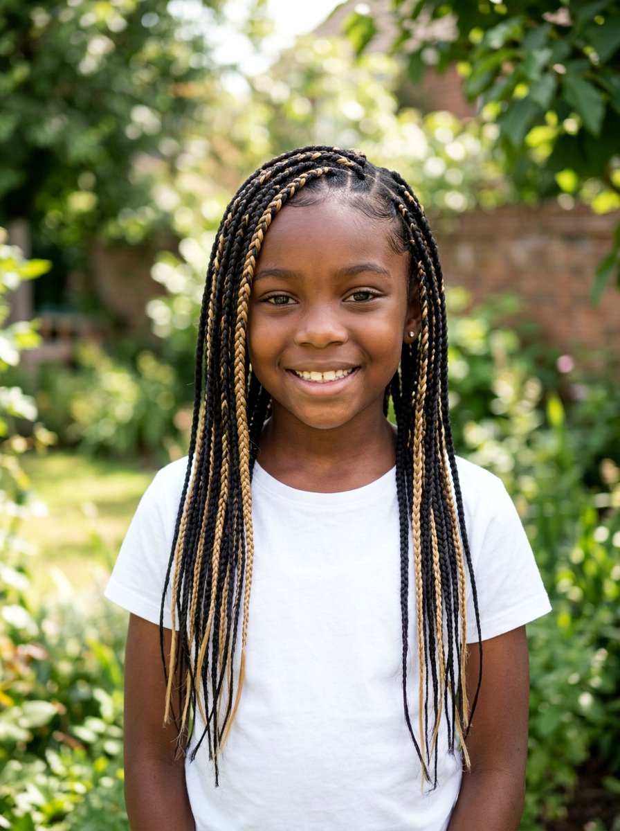Kids Knotless Braids With Color Highlights - 20 kids knotless braids styles - 20 kids knotless braids styles