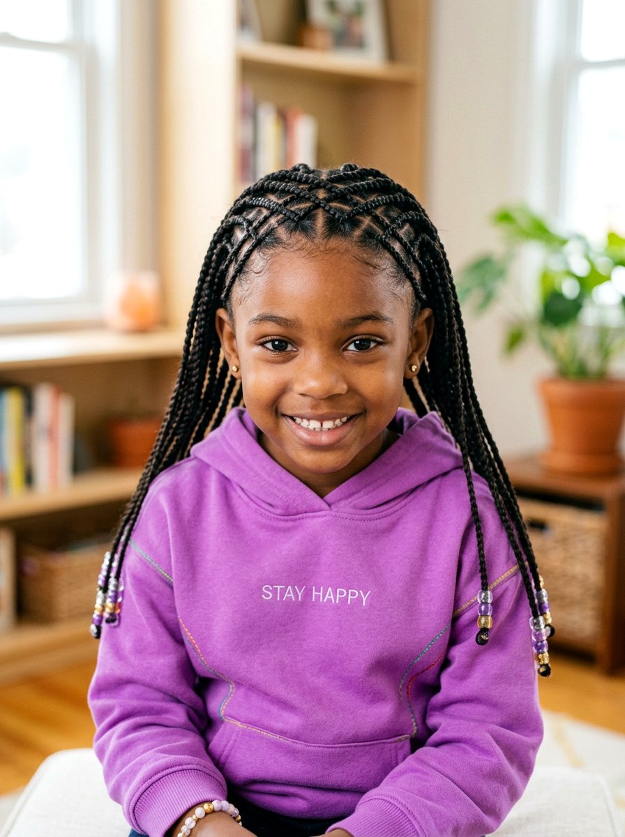 Kids Knotless Braids With Criss Cross - 20 kids knotless braids styles - 20 kids knotless braids styles