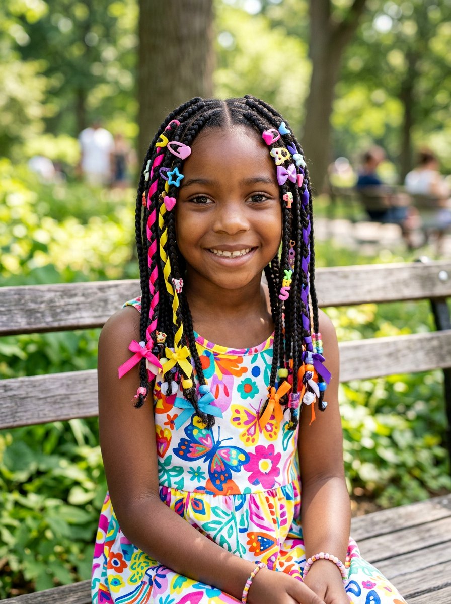 Kids Knotless Braids With Hair Accessories - 20 kids knotless braids styles - 20 kids knotless braids styles