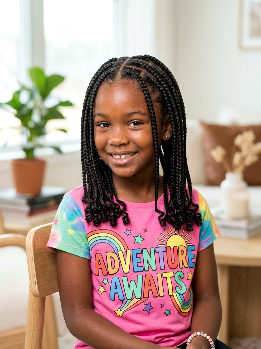 Kids Medium Knotless Braids - 20 kids knotless braids styles - 20 kids knotless braids styles